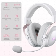 Headset Gamer Redragon Zeus Pro Branco Sem Frio, Bluetooth, Sorround 7.1, Microfone Removível - Branco e Rose Gold - imagem 2