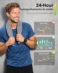 Smartwatch Relógio Inteligente 1,85" Tela HD, Bluetooth, 120 Esportes, IP68, Android/iOS - Preto - imagem 3