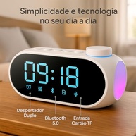 Rádio Relógio Digital Bluetooth 5W: Som, Alarme e FM Portátil - imagem 4