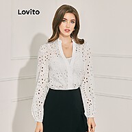 Blusa Bordada Floral Lovito: Elegância em Branco - imagem 1