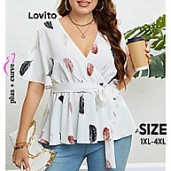 Blusa de Penas Plus Size Lovito: Elegância Casual - imagem 1