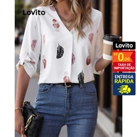 Blusa Estampada com Penas Lovito: Elegância Casual - imagem 1
