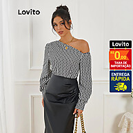 Blusa Feminina Assimétrica com Estampa Geométrica - imagem 1
