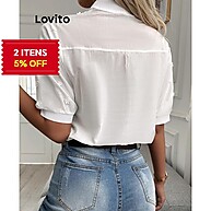 Blusa Feminina Lovito: Renda e Elegância Casual - imagem 1