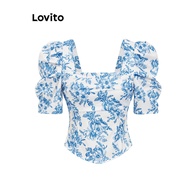 Blusa Floral Plissada Lovito: Elegância Casual - imagem 1