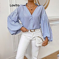 Blusa Listrada Lovito: Elegância Plissada - imagem 1