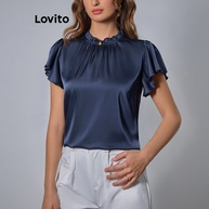 Blusa Lovito Elegante com Babados: Estilo e Brilho para Mulheres - imagem 1