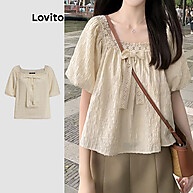 Blusa Lovito Gola Quadrada: Elegância em Damasco - imagem 1