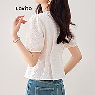 Blusa Plissada com Coração Lovito – Estilo Casual Feminino - imagem 1