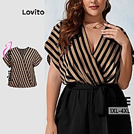 Blusa Plus Size Listrada Assimétrica Lovito – Estilo e Conforto - imagem 1