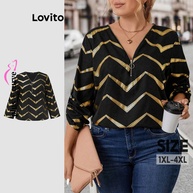 Blusa Plus Size Lovito: Elegância Geométrica - imagem 1
