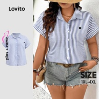 Blusa Plus Size Lovito: Elegância Listrada - imagem 1