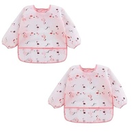 Babador Manga Longa Impermeável BLW - Kit com 2 Unidades Estampa Flamingo - imagem 4