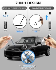 Tinta de retoque Nanug branca metálica (C6A) compatível com Bmw Mini tinta de retoque 2 em 1 para reparo de lascas e cortes com 2 microaplicadores descartáveis - imagem 3