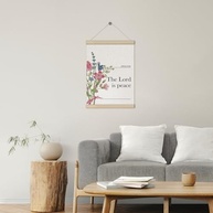 Moldura Cristã Floral Boho 30,5x40,6cm - Versículo 'O Senhor é a Paz' | Decoração Religiosa para Casa e Igreja - imagem 3
