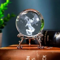 Bola de Cristal de Dragão 3D com Suporte – Estátua de Vidro Decorativa Gravada a Laser - imagem 4