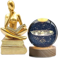 Kit Decorativo Luminária Bola de Cristal Galáxia + Estátua Pensador Abstrato - Decoração Criativa e Inspiradora - imagem 1