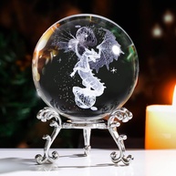 Bola de Cristal de Dragão 3D com Suporte – Estátua de Vidro Decorativa Gravada a Laser - imagem 1