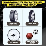 Compressor de Ar Portátil Digital Recarregável: Calibre Pneus e Bolas com Lanterna LED - imagem 5