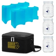 Bolsa Térmica Super Mamãe com 2 Gelos e 3 Potes de Vidro 200ml - Mantenha Alimentos Frescos por Mais Tempo - imagem 2