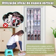 Sapateira de Porta Organizadora Vertical Transparente - 24 Bolsos para Armazenamento de Sapatos e Acessórios - imagem 4