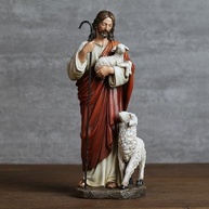 Estátua Católica do Bom Pastor - 30cm - Escultura Renascentista Pintada à Mão - Decoração e Presente Religioso - imagem 3