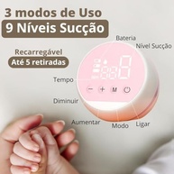 Bomba de Tirar Leite Materno Elétrica com Tela LED - 3 Modos e 9 Níveis de Sucção + Protetor de Silicone 180ml - imagem 3
