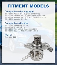 Bomba de Combustível USTAR Alta Pressão para Kia Soul, Forte, Rio e Hyundai Accent, Veloster 1.6L Gas - Substitui 353202B140 - imagem 3