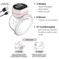 Bomba de Tirar Leite Elétrica Portátil com Tela LED | 3 Modos, 10 Níveis de Sucção, Baixo Ruído e Protetor de Silicone - imagem 3