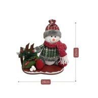 Enfeite de Natal Papai Noel ou Boneco de Neve Sentado com Saco de Presentes - Base de Madeira 25x28 cm - imagem 3