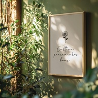 Quadro Decorativo Frase Motivacional Cultive Pensamentos Bons - Moldura Minimalista com Letra Cursiva - imagem 1