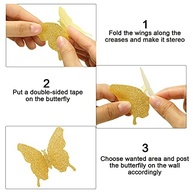 Adesivos 3D Borboleta Espelho Dourado - 48 Peças para Decoração de Parede DIY - imagem 5