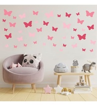 Adesivo de Parede Infantil com 42 Borboletas em Tons de Rosa - Decore o Quarto da sua Menina com Magia! - imagem 2