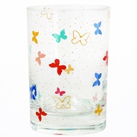 Copo de Vidro Decorado com Borboletas 200ml - Estampa Exclusiva Manual - imagem 1