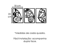 Quadro Decorativo Trio de Borboletas Vazadas em MDF Preto - Decore com Estilo e Charme - imagem 2