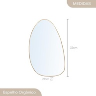 Espelho Orgânico com Borda Dourada 21x35cm - Design Moderno e Sofisticado - imagem 3