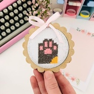 Kit de Ponto Cruz Meu Novo Hobby Retrô Gatinho Pata de Gato - Bordado Artesanal para Decoração - imagem 4