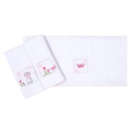 Fralda de Boca com Babete Bordado para Bebê - 3 Unidades 32x32cm | Papi Textil (Gatinha e Borboleta) - imagem 3