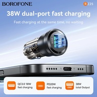 Carregador Auto BOROFONE BZ25: Carga Rápida USB-C 38W - imagem 2