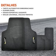 Jogo de Tapete Borracha Universal Renault Captur, Clio, Duster, Kwid, Sandero e Mais - 5 Peças Bordado Personalizado Lavável Durável Preto - imagem 3
