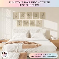 Arte de Parede Botânica Vintage | Conjunto de 9 Pôsteres Neutros 20x25cm | Decoração Floral Minimalista para Quarto e Sala - imagem 4