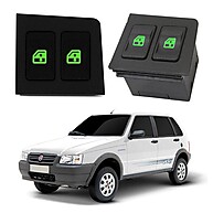 Botão Vidro Elétrico Fiat Uno: Duplo, LED Verde - imagem 1