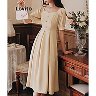 Vestido Elegante Lovito: Plissado e com Botões - imagem 2