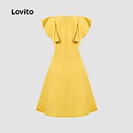 Vestido Elegante Lovito: Babados e Botões - imagem 2
