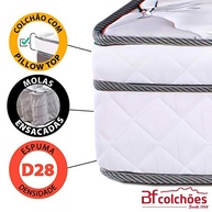 Cama Box Solteiro com Colchão de Molas Ensacadas e Pillow Top - Courvin Branco 88x188cm - imagem 5