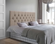 Cabeceira Cama Casal Queen Box Estofada 1,60m Capitonê Suspensa Bege Suede - imagem 1