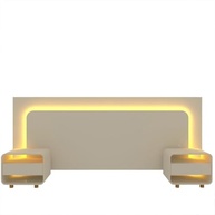Cabeceira Box Casal com 2 Mesas de Cabeceira com LED - Design Moderno Off White - imagem 5