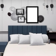Cabeceira Cama Box Queen 8 Módulos Estofada Modular Azul - Design Moderno e Conforto Total - imagem 1