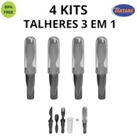 Conjunto com 4 Kits de Talheres 3 em 1 Portáteis com Capa Protetora – BPA Free - imagem 4