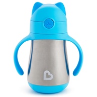 Copo Térmico Inox com Canudo Cool Cat Azul - Munchkin | 237ml, Sem BPA e Antivazamento - imagem 1